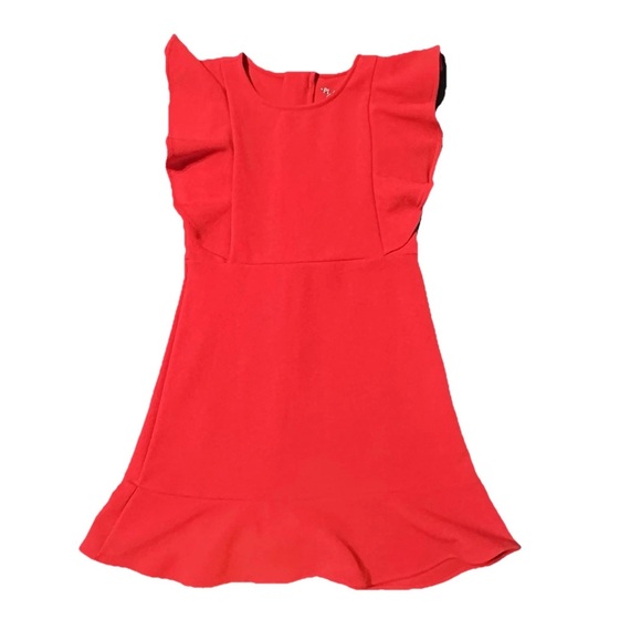 Red Ruffle Girl’s 10 Dress Stretch Jacquard Valentine’s Day Holiday Party Casual - Picture 4 of 8